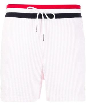Thom Browne Tricolour-Waistband Seersucker Shorts - White
