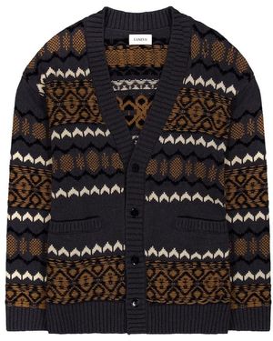 Laneus Jacquard Cardigan - Black