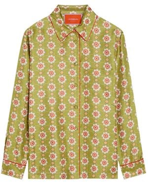 La DoubleJ Boy Printed Silk Shirt - Green