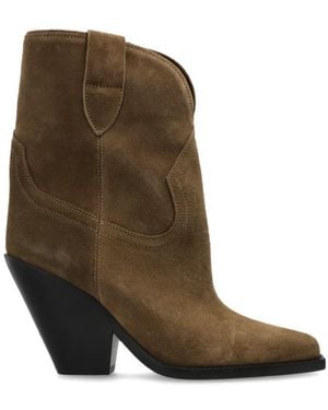 Isabel Marant Leyane Pointed Toe High Ankle Boots - Brown