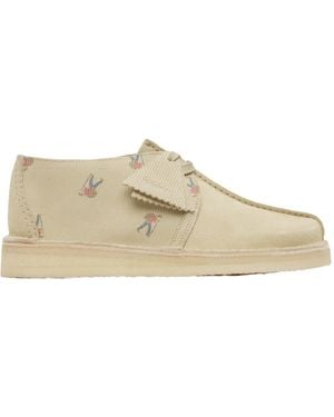Clarks Desert Trek Printed Lace-Up Shoes - Natural