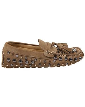Strategia R 51 Studded Tassel Flat Shoes - Brown