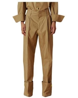 DARKPARK Cropped Pleated Trousers - Natural
