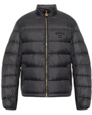 Versace Puffer Jacket With Stand-Up Collar - Grey