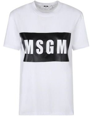 MSGM Logo Printed Crewneck T-Shirt - White