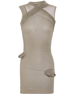 Rick Owens Mesh Sleeveless Mini Dress - Grey