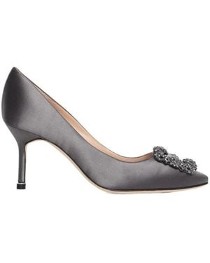 Manolo Blahnik Hangisi 70 Gem Clasp High Heels - Grey