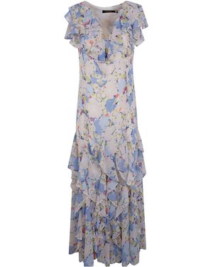 Ralph Lauren Lauren Ruffled Floral Maxi Dress - Blue