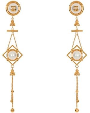 Balmain Brass And Pearl Pendant Earrings - Metallic