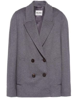 Miu Miu Double-Breasted Velour Jacket - Grey