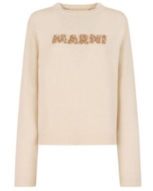 Marni Laser-Cut Logo Sweater - Natural