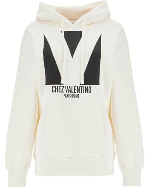 Valentino Chez Oversized Drawstring Hoodie - White