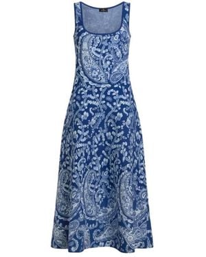 Etro Midi Knit Dress With Scoop Neck - Blue