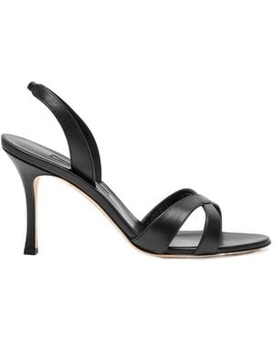 Manolo Blahnik Callasli 90 Leather Slingback Sandals - Metallic