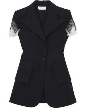 McQueen Cobweb Lace Sleeveless Jacket - Black