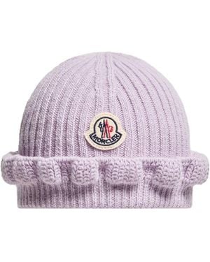 Moncler Ruffle-Trimmed Wool Cashmere Beanie - Purple