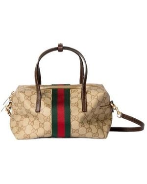 Gucci Web Detailed Mini Boston Bag - Brown