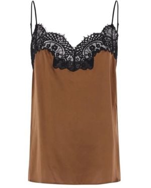Co. Lace-Trim Silk Camisole - Brown