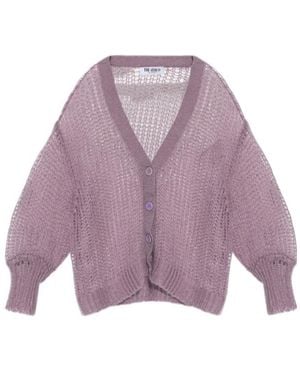 The Attico The Semi-Sheer Knitted Cardigan - Purple