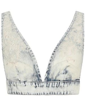 DIESEL De Janys Fsc Denim Cropped Top - White