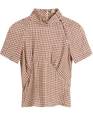 KNWLS Tess Checked Mock-Neck Top - Pink