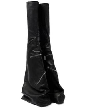 Rick Owens Cargoflares Leather Knee-High Boots - Black