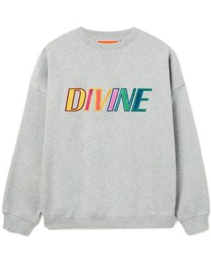 La DoubleJ Off Court Divine-Embroidered Sweatshirt - Gray