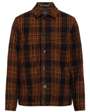 Paul Smith Wool-Blend Plaid Casual Jacket - Brown