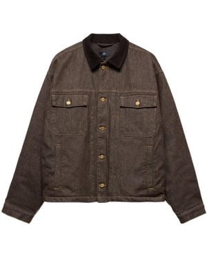 7 For All Mankind Corduroy-Collar Denim Jacket - Brown