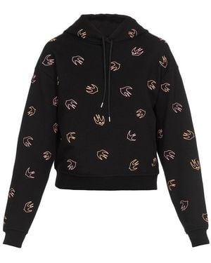 McQ Swallow Embroidered Hooded Jumper - Black