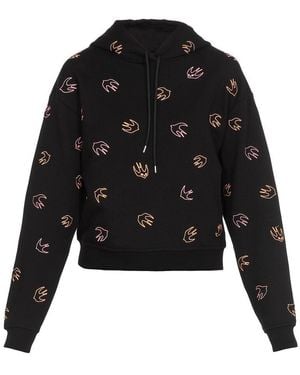 McQ Swallow Embroidered Hooded Jumper - Black