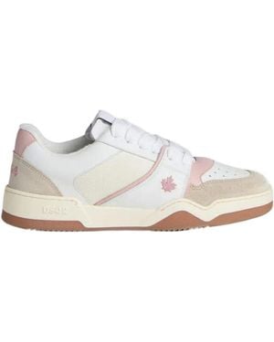DSquared² Spiker Panelled Lace-Up Trainers - White