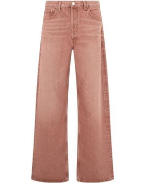 Agolde Mid-Rise Wide-Leg Jeans - Pink