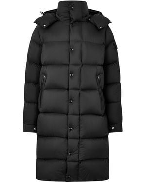 Moncler Long-Style Hooded Quilted Cotton Jacket - Black