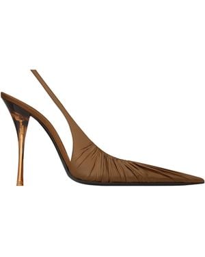 Saint Laurent Pointed-Toe High-Heeled Sandals - Brown