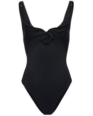 Magda Butrym Ruched Floral-Detail Swimsuit - Black