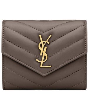 Saint Laurent Cassandre Multi-Fold Wallet - Grey