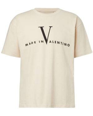 Valentino Logo Cotton Jersey T-Shirt - Natural