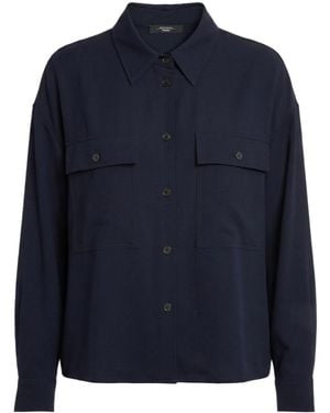 Weekend by Maxmara Solid-Colored Twill Shirt - Blue