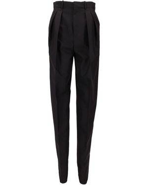 Saint Laurent Pleated-Front Straight Pants - Black