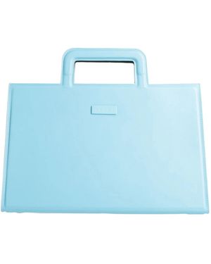 Marni Large Solid-Color Leather Tote Bag - Blue