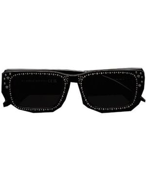Moncler Crystal-Encrusted Rectangular Sunglasses - Black