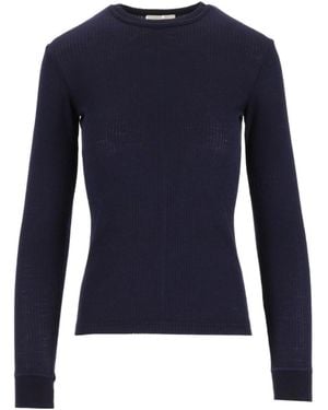 forte_forte Ribbed Crew Neck Knit T-Shirt - Blue