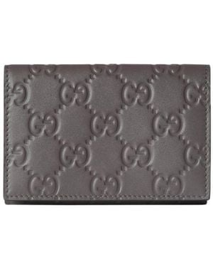 Gucci Gg Emblem Card Case - Gray