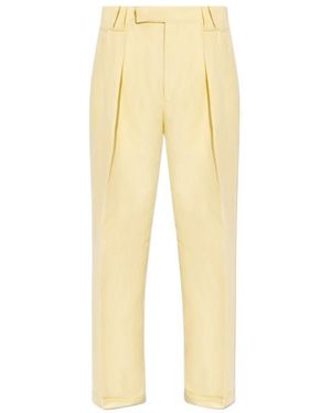 Versace Wool-Linen Formal Pants - Yellow