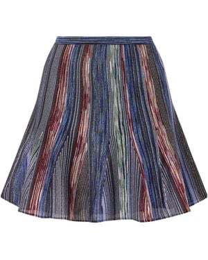 Missoni Striped Metallic Crochet-Knit Mini Skirt - Blue