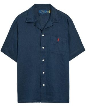 Polo Ralph Lauren Logo-Embroidered Linen Shirt - Blue