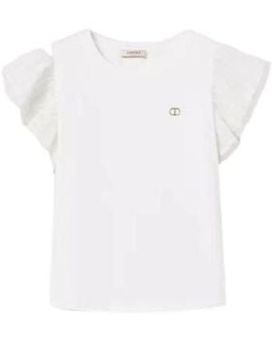 Twinset Ruffle-Detail T-Shirt - White