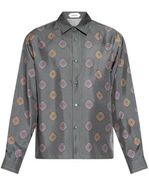 Versace Pattern-Printed Twill Regular Shirt - Grey
