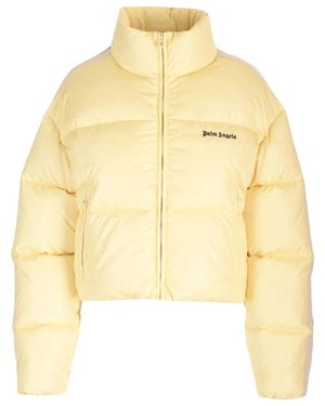 Palm Angels Logo Embroidered Padded Jacket - Yellow
